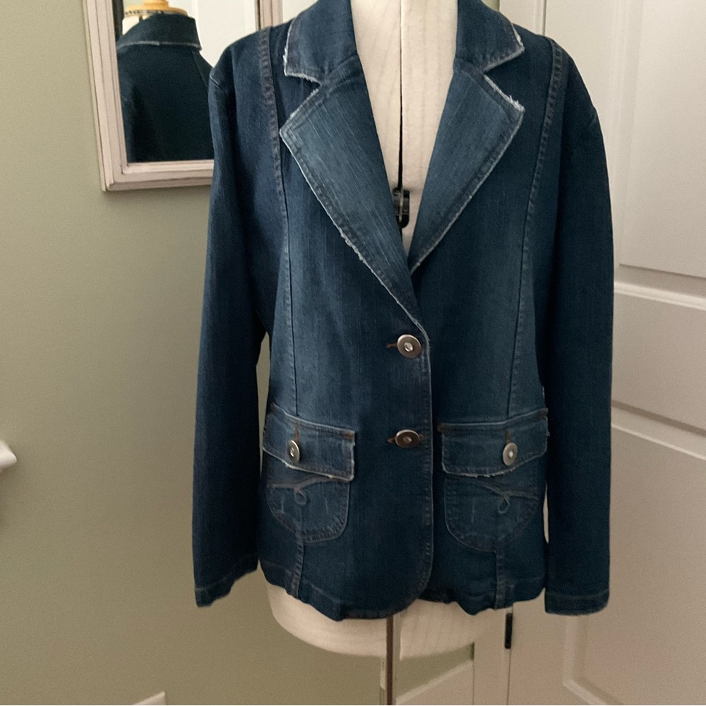 A.E. SPORT & CO. JEANS, CASUAL WEAR DEMIM JACKET, SIZE: 14